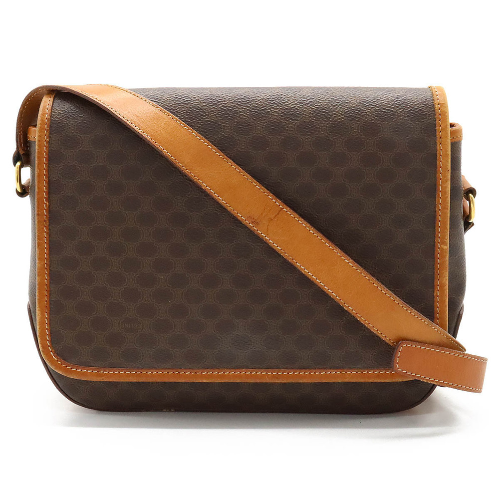 Celine Macadam Crossbody Bag messenger leather dark brown